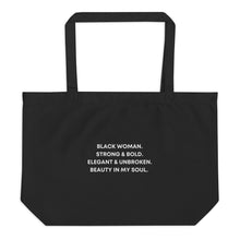Load image into Gallery viewer, Black Woman Poetry Large Organic Tote Bag